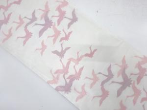 紗　群鶴模様　全通袋帯